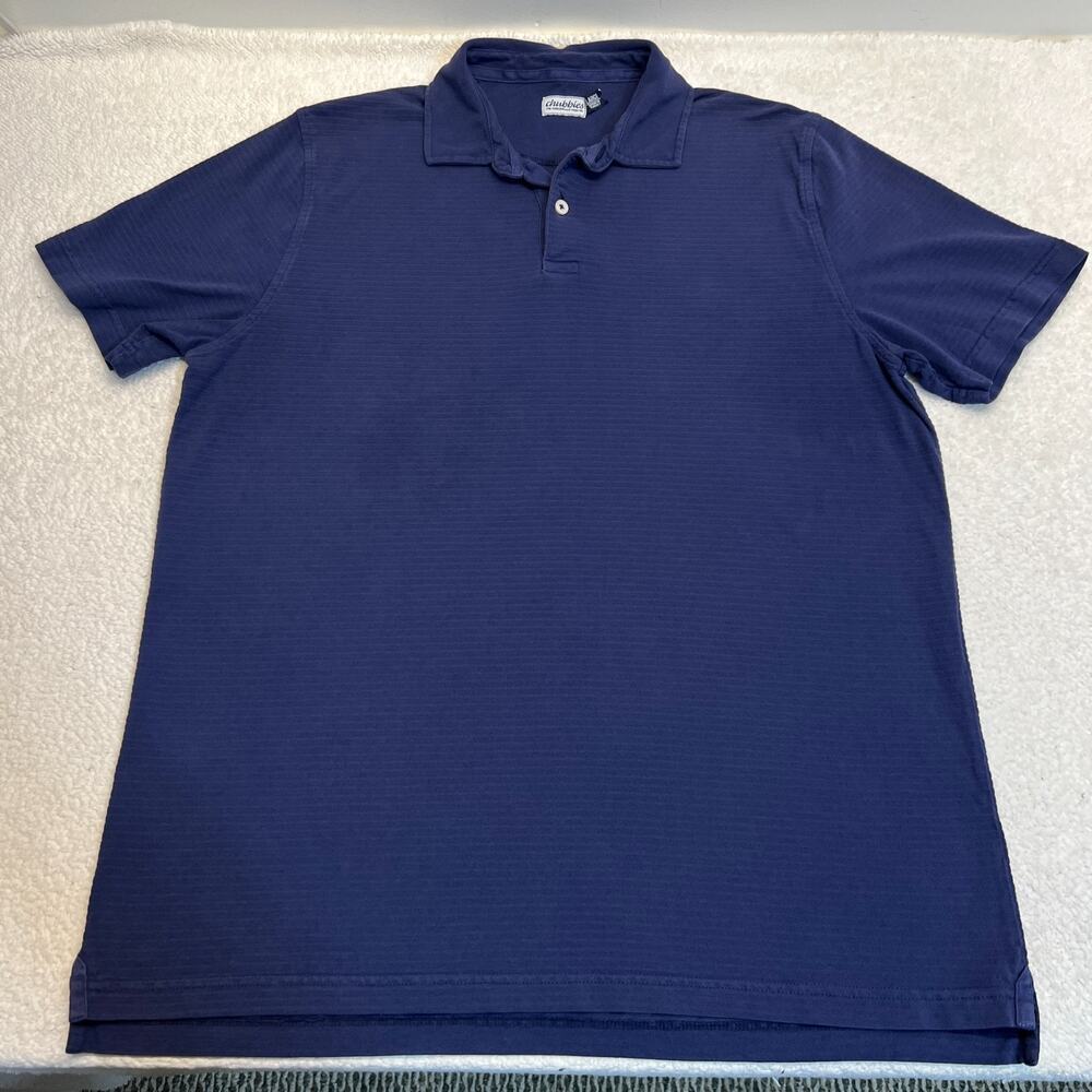Chubbies Men's Polo Shirt Button Down Golf Tee Stripes Blue, Sz L